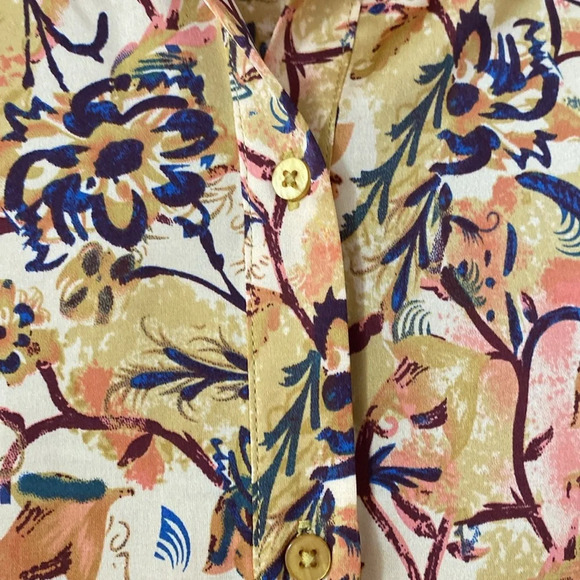 Rachel Zoe Designer Floral‎ Printed Button Up Revolve Blouse Size XS Gold Boho - Picture 4 of 9